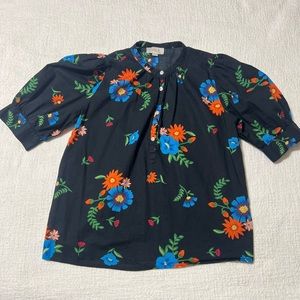 Black floral Loft top